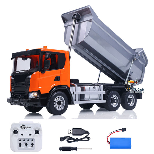 Double E 1/20 Electric Remote Control Dump Truck 6X4 RC Tipper G540 Model Metal Bucket 260 Brushed Motor Openable Door Lights