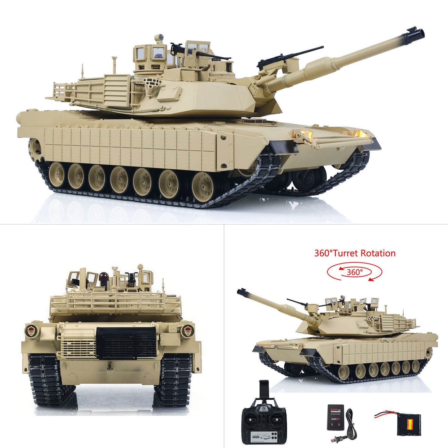 TOUCAN 1/16 Metal RC Tank 3918 Abrams M1A2 TUSK II Dual Flow Gearbox 360 Turret Rotary Infrared Combat Barrel Recoil FPV