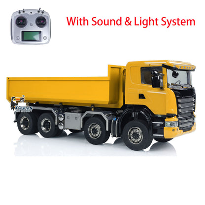 1:14 RC Hydraulic Roll-on Dump Truck 8x8 RC Tipper Car With Sounds Lights U-Shape Low Bucket