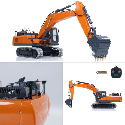 Metal LESU 1/14 Remote Control Digger Aoue DX350LC RC Hydraulic Excavator Model 3CH Valve 4MPA Pump Flysky ST8 PL18EV Lite Battery Lights