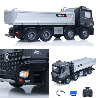 ONLY ONE US STOCK HUINA 1/14 Remote Control Dump Truck 12CH RC Tipper Finished Model Toy Gift RTR Light Sound Effects Radio USB Charging Cable