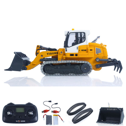 US STOCK 1:50 RC Electric Lifting Tracked Loader LR636 2.4G Construction Vehicle Metal Bucket Tracks Ripper RTR Model Light Sound Battery