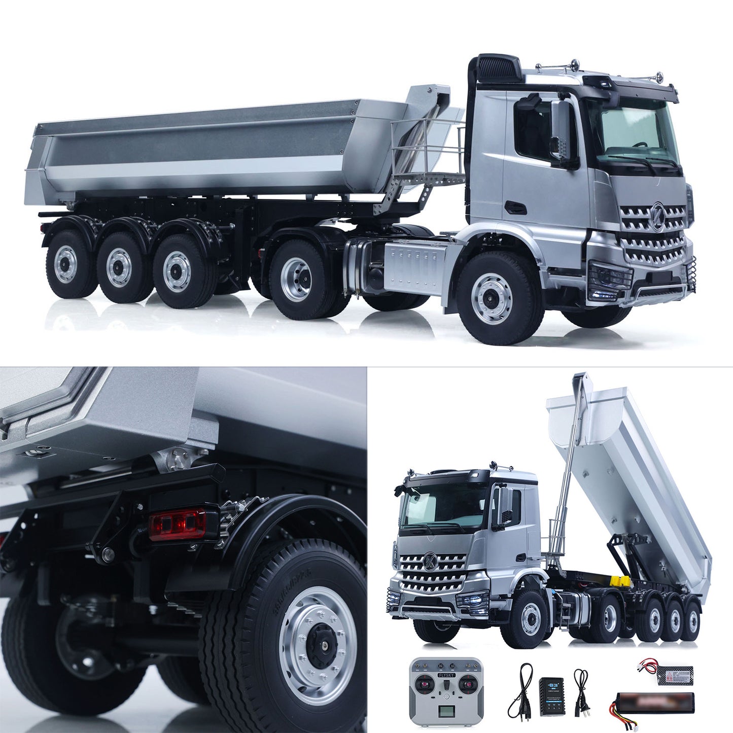 US STOCK Kabolite RTR Car 1/14 4X4 RC Tractor Truck 3Axles Electric Lifting Dump Trialer