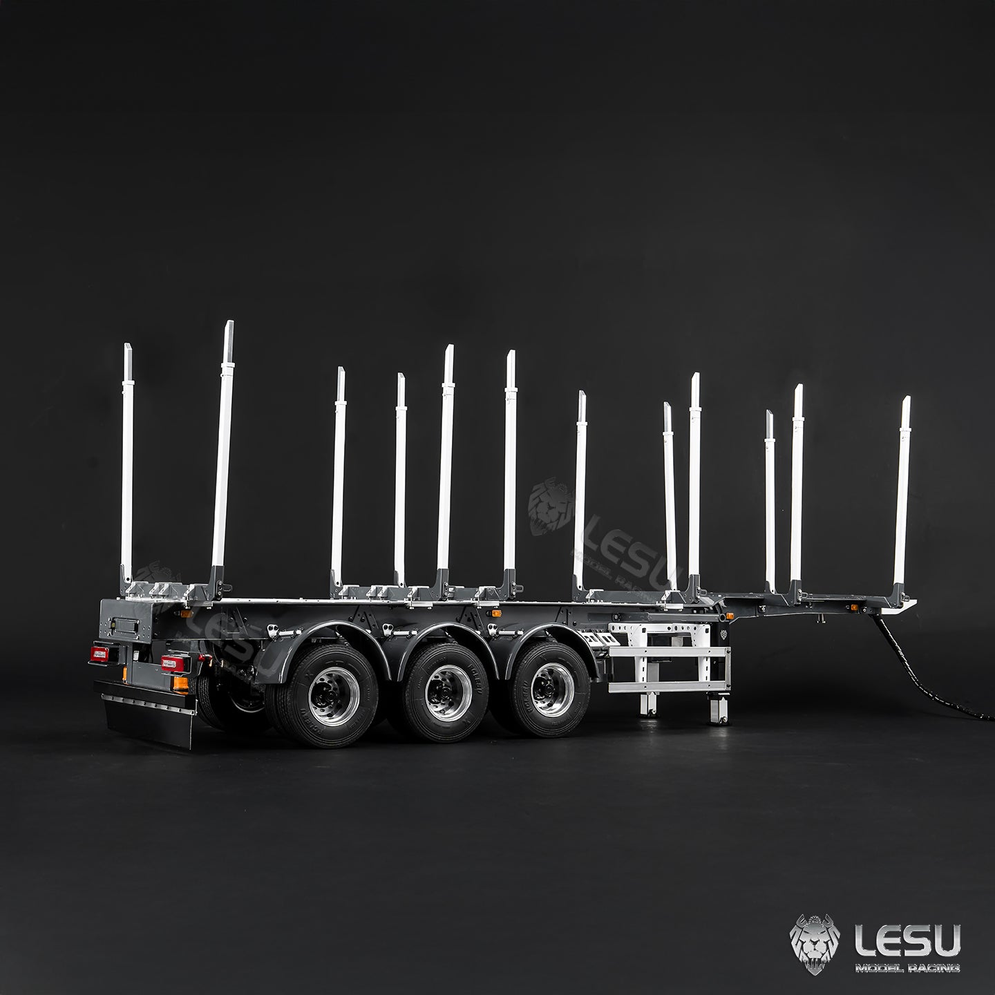 LESU 1/14 Metal Log Semi Trailer RC Wood Transport Car Light Electric Lifting Leg Servo-Controlled Drum Brake for TAMIYA Tractor