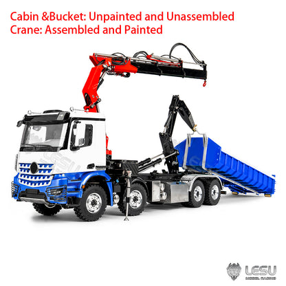 LESU Z0122/Z0123 1/14 Hydraulic RC Crane Dump Truck 8x8 Telescopic/Folding Hook Lift Remote Control Dumper with Metal Chassis 3 Speed Gearbox