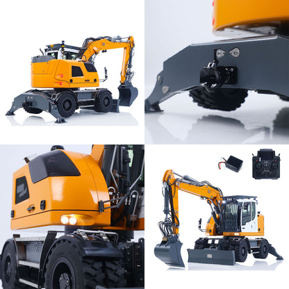 LR914 PRO MAX Metal 4WD 1/14 RC Hydraulic Wheeled Excavator 11-ways Valve Ready to Run Radio Controlled Digger PL18EV Lite Battery Light Sound System