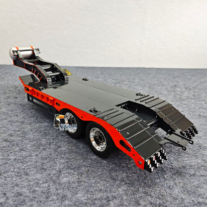 TOUCAN 1/14 Metal 2 Axle Flatbed Trailer Manual Width Adjustable 18-23cm with Lights Stainless Steel Wheels for RC Tractor Truck Model