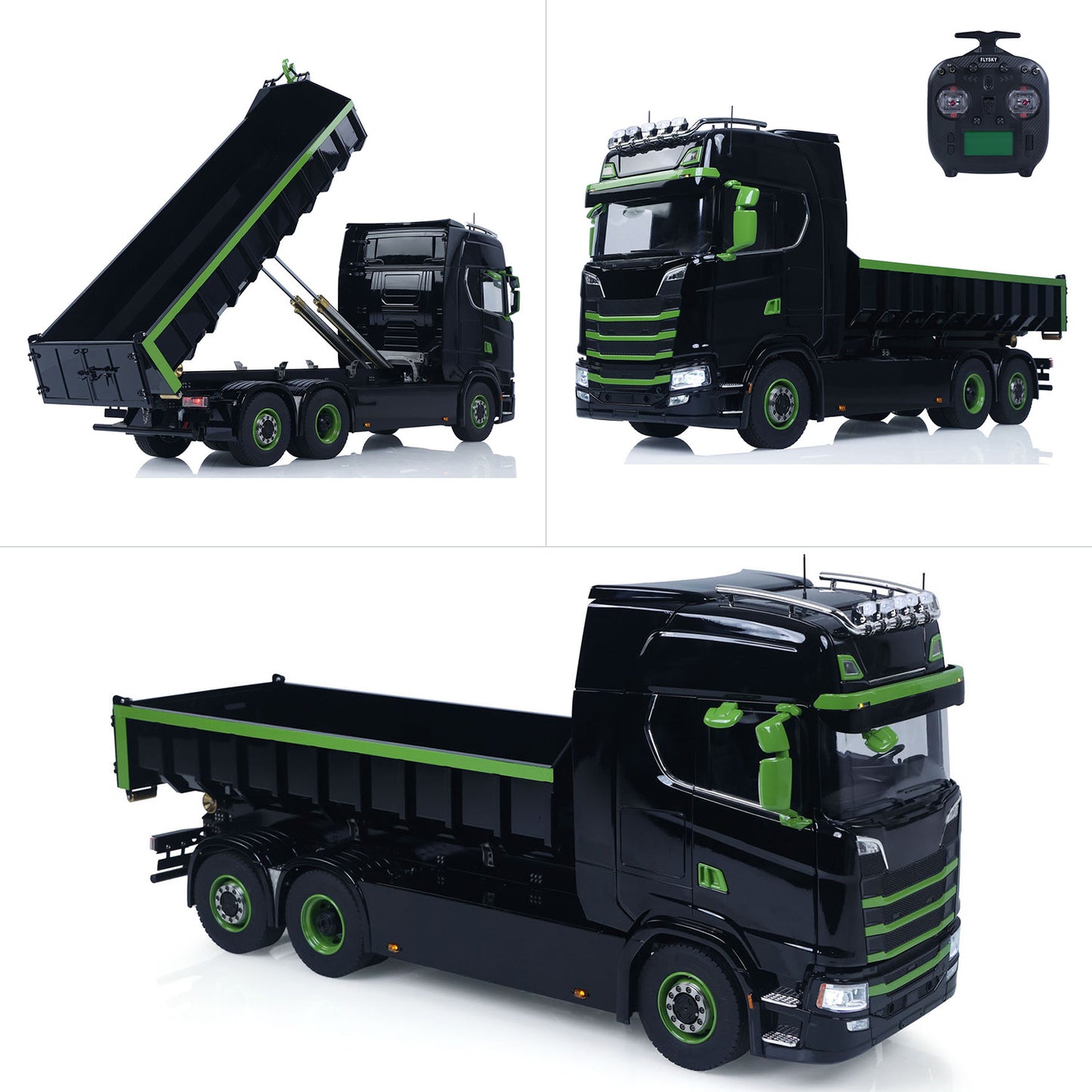 Fast Shipping Metal 6x6 1/14 Hydraulic RC Roll Off Dumper Truck Rear Axle Lifting Steering Car