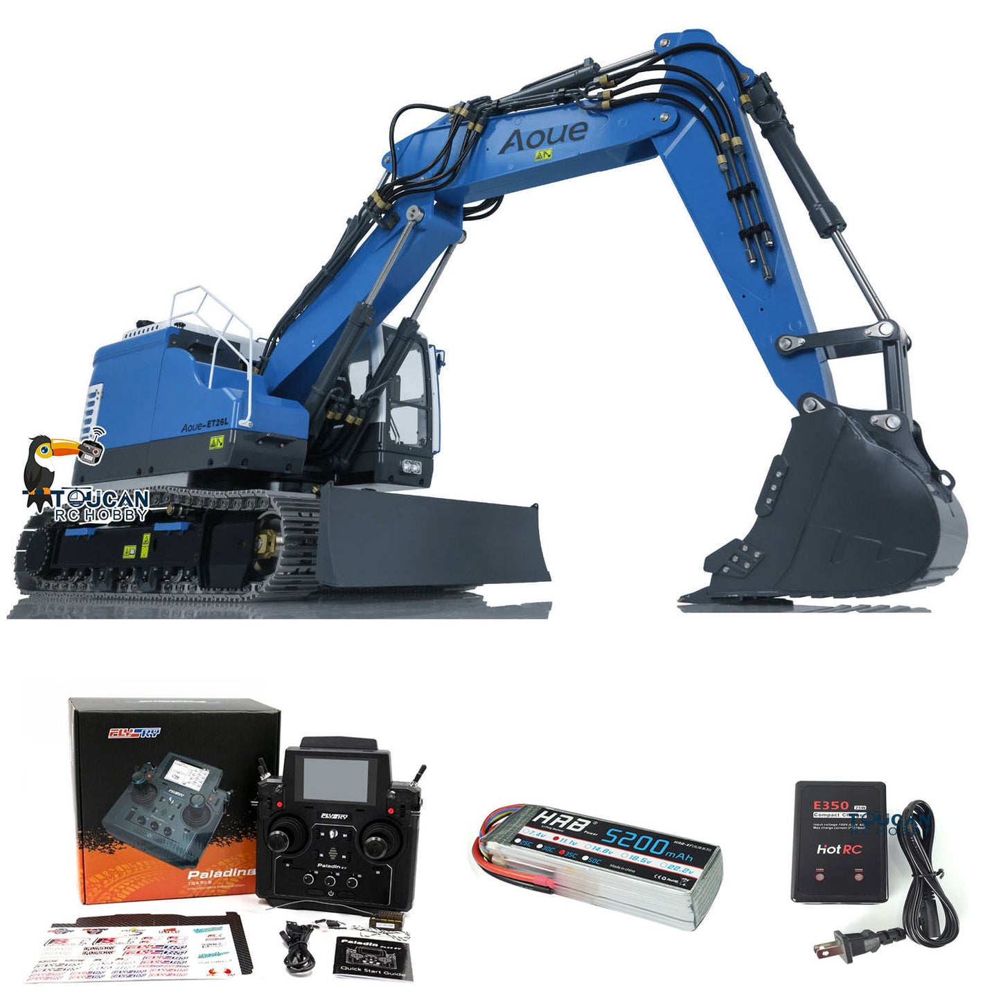 LESU 1/14 Aoue Metal ET26L Painted Assembled RTR Hydraulic Three-section RC Excavator B0012 With Crystal Display