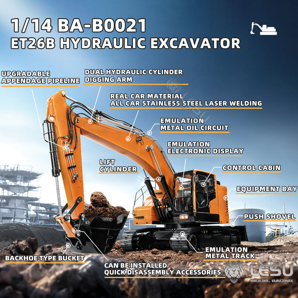 LESU Metal ET26B 1/14 RC Hydraulic Excavator RC Digger Kits