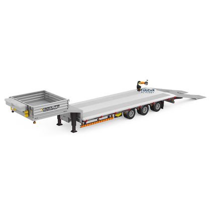Kabolite 1/14 3 Axles Metal Semi Trailer Flatbed K770S 103 Electronic Support Legs Folding Tail Board for RC Tractor Truck Model