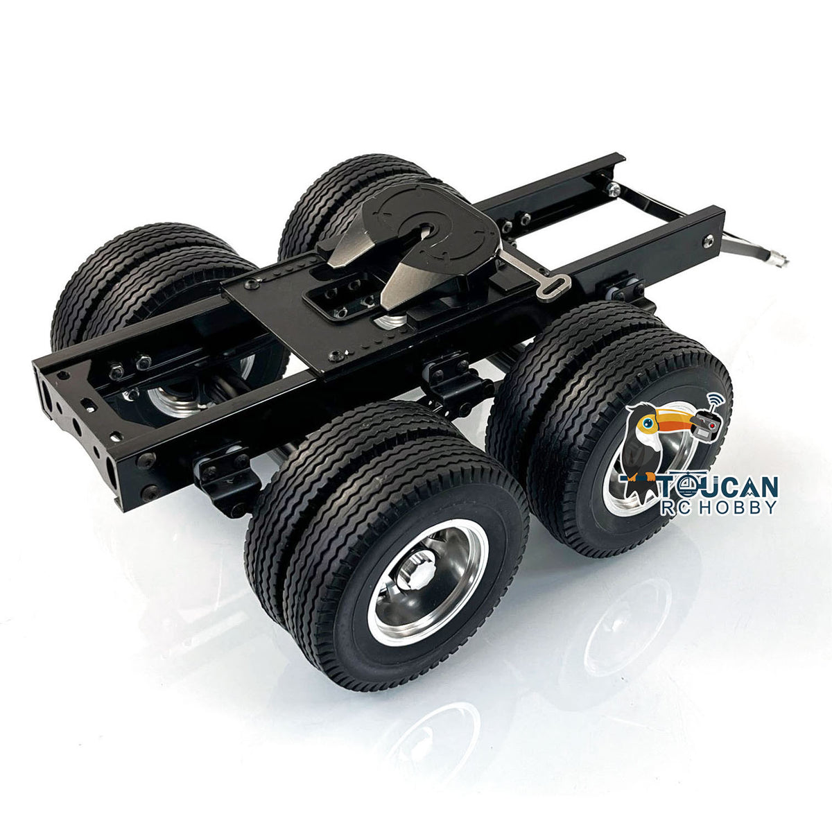 2 Axles Trailer with Traction Fifth-wheel for 1/14 Remote Controlled Truck LESU Car Parts Hobby Model