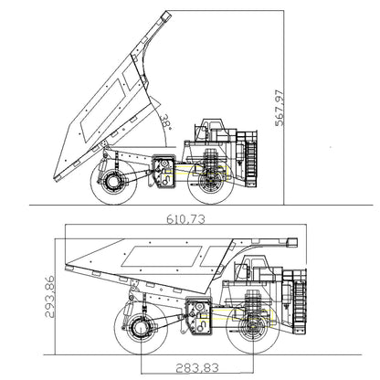 Metal 1/20 RC Hydraulic Mine Truck 793D Heavy Duty Remote Control Dumper RTR 2Speed Gearbox Flysky I6X Radio Light System