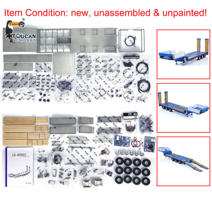 EN STOCK 1/14 LESU Remorque en métal avec hayon élévateur hydraulique peint