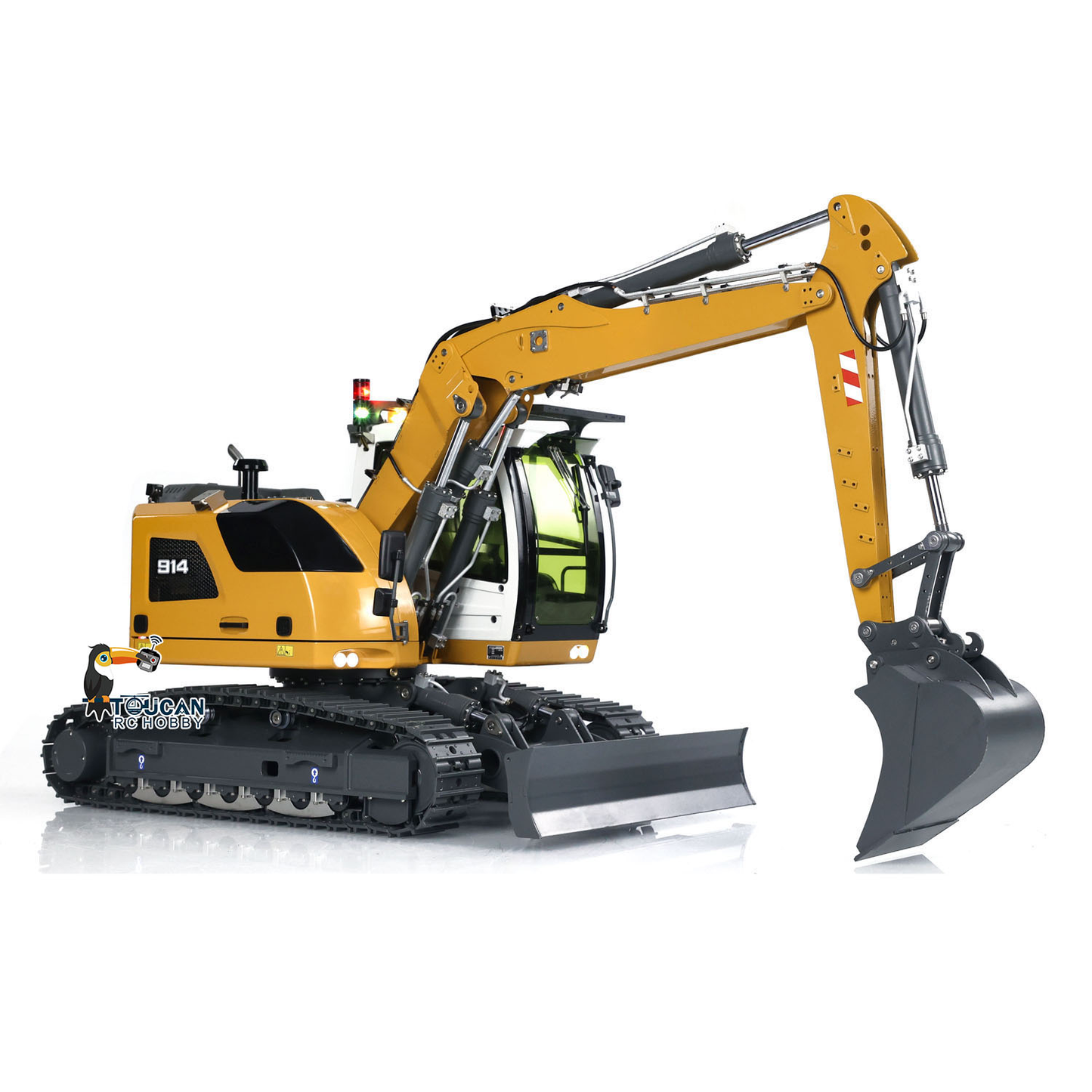 CUT Model 1/14 RC Hydraulic Excavator 914 5CH Valve Metal Remote Control Digger Construction Vehicle Warning Light Flysky ST8 Radio Sound System Charger