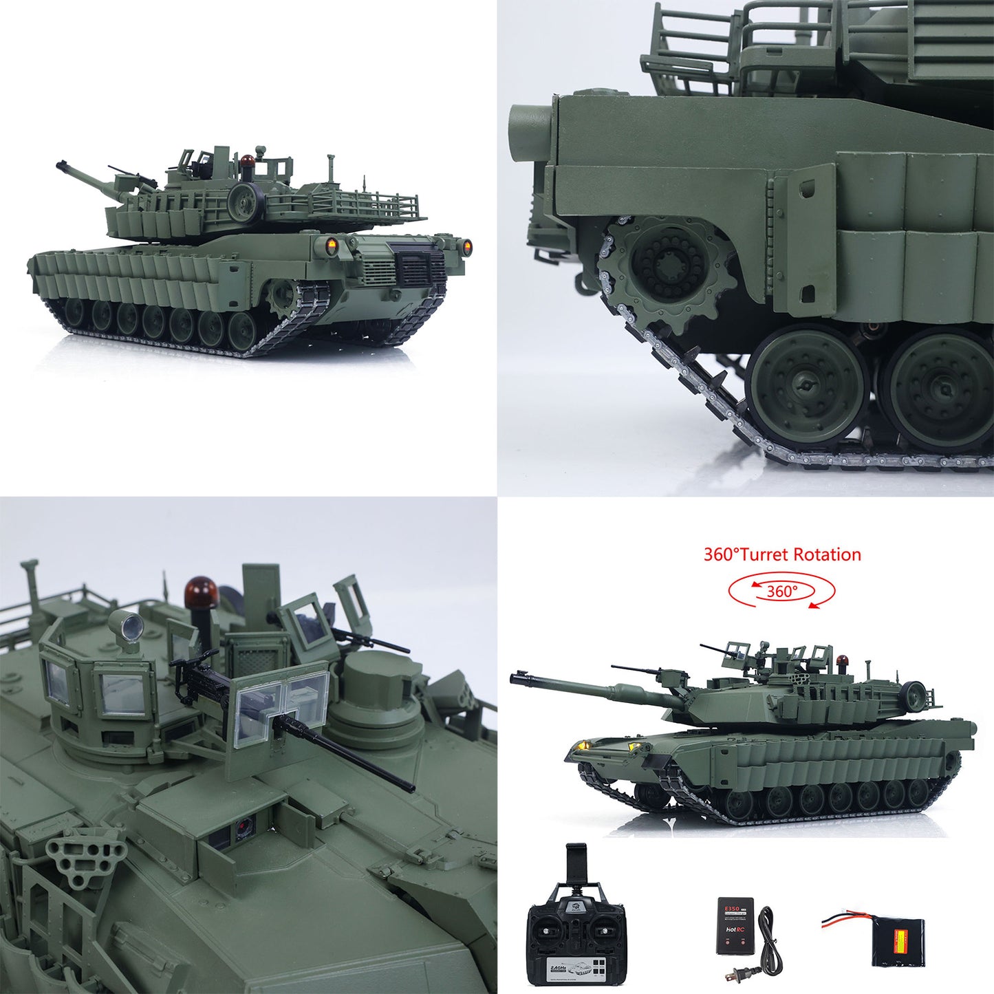 TOUCAN 1/16 Metal RC Tank M1A2 Abrams IR Dual Current Driving Gearbox Barrel Recoil Elevation 360 Turret Rotation Smoke RTR FPV Camera Charger