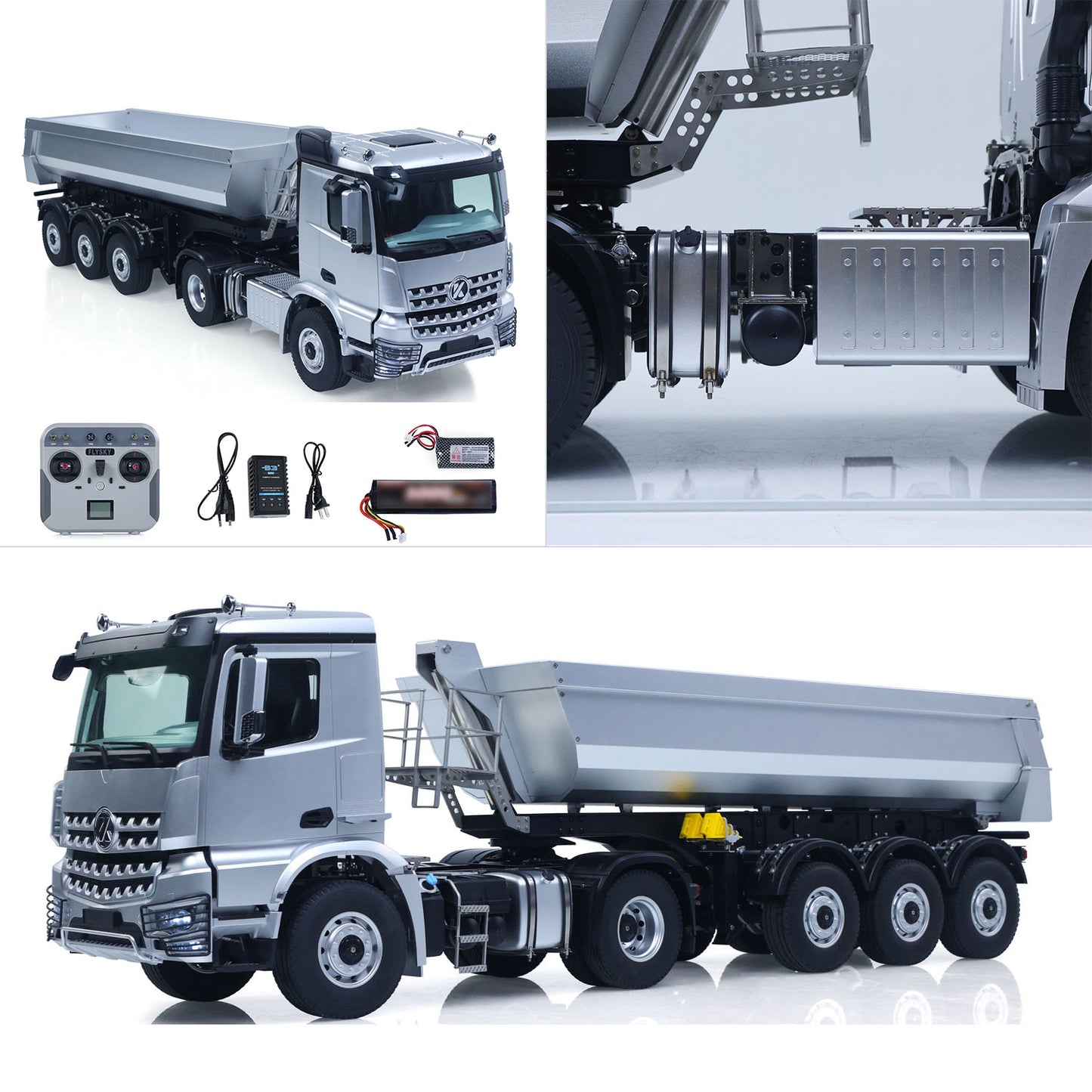 Fast Shipping Kabolite RTR Car 1/14 4X4 RC Tractor Truck 3Axles Electric Lifting Dump Trialer