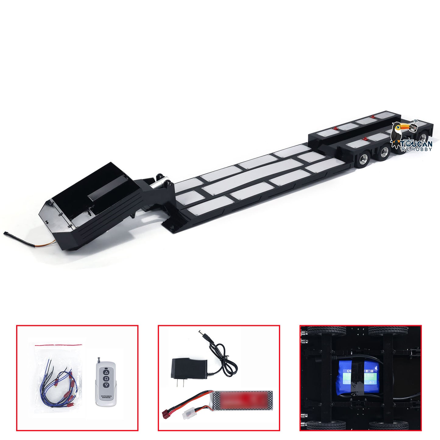 4-Axle Metal Extendable Semi-trailer for 1/14 RC Tractor Truck