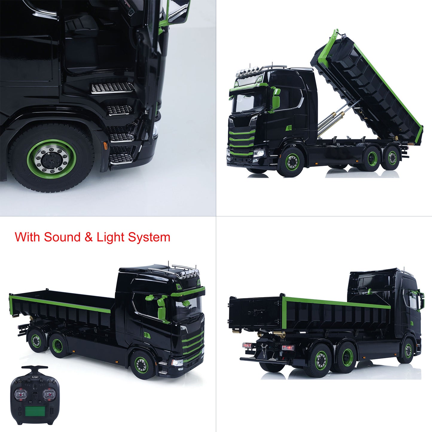 Fast Shipping Metal 6x6 1/14 Hydraulic RC Roll Off Dumper Truck Rear Axle Lifting Steering Car