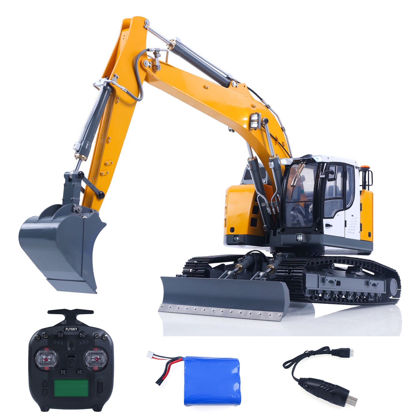 Metal 1/14 RC Hydraulic Tracked Excavator LR926 2Arms Remote Control Digger 4 way Valves Dual Pumps 2212 Brushless Motor RTR