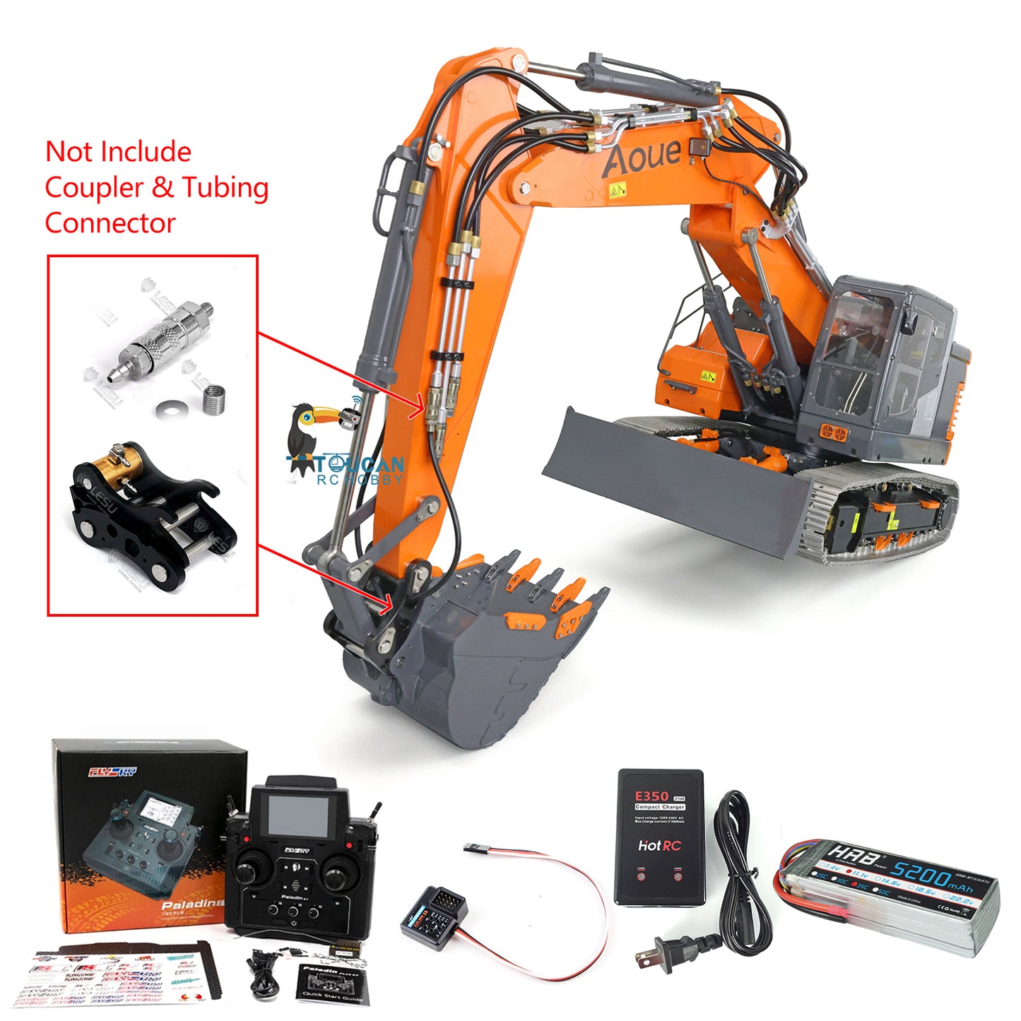 LESU 1/14 Aoue Metal ET26L Painted Assembled RTR Hydraulic Three-section RC Excavator B0012 With Crystal Display