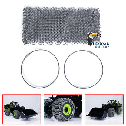 Metal Tyre Chain for 1/14 K988 ZW370 RC Hydraulic Loader