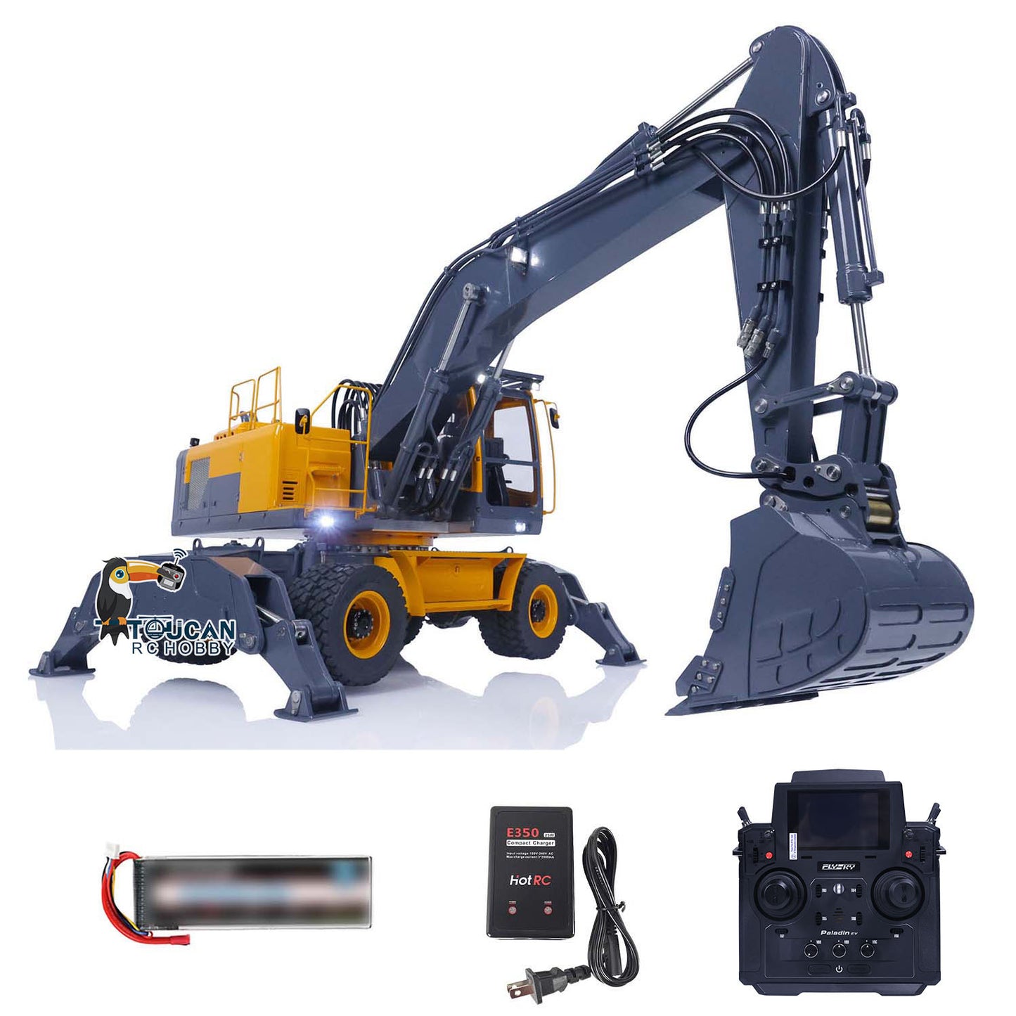 LESU 1/14 AOUE ET30H RC Metal Hydraulic Wheeled Excavator A0006