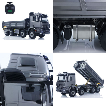 26.4 Inches Metal Chasiss 1/14 RC Hydraulic Dump Truck 2Speed Remote Control Tipper 3363 Axle Locks Flowing Water Light Battery
