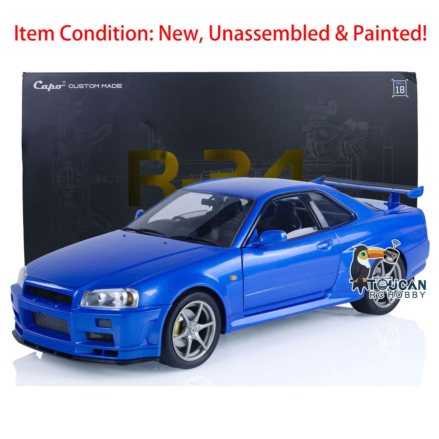 Capo 1/8 Unassembled 4x4 4WD R34 RC Racing Drifting Car for Collection