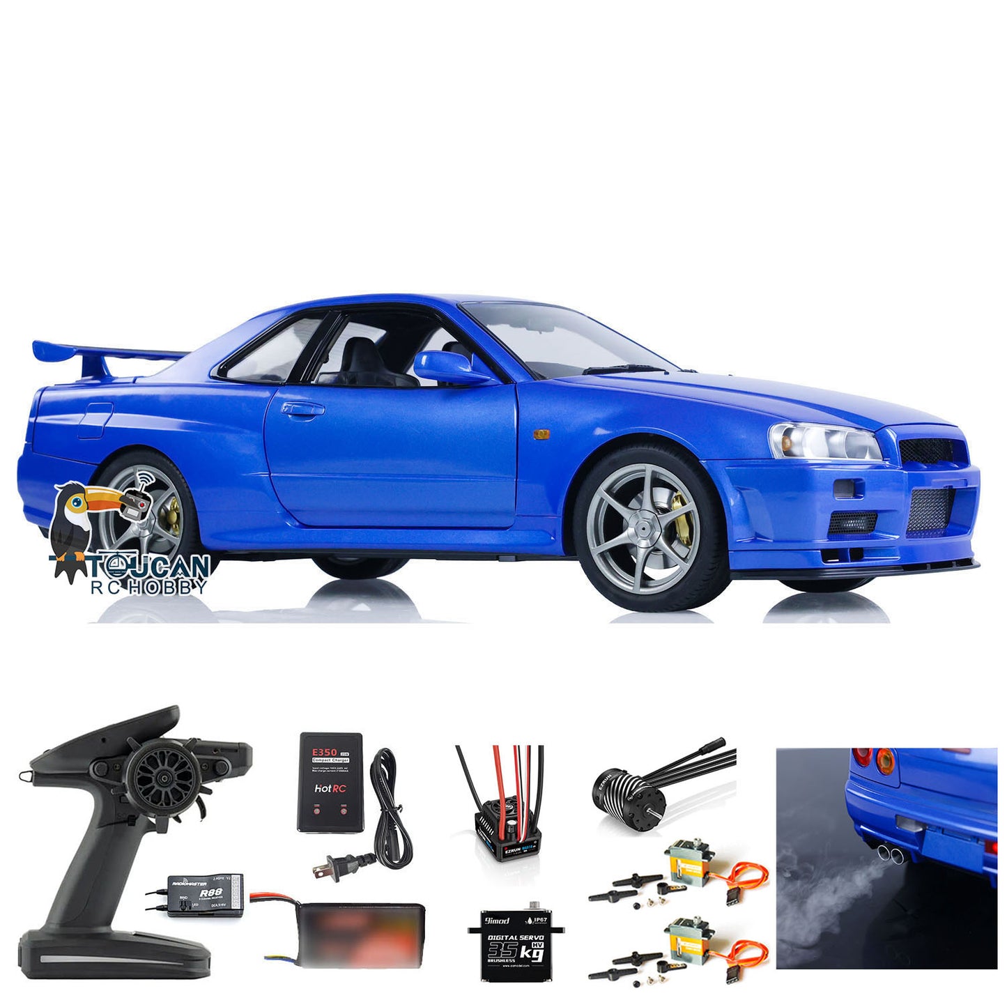 Capo 1/8 Assemblé Peint RTR 4x4 4WD R34 RC Racing Drifting Car Avec Système Sonore Et Lumineux Fonction Fumée