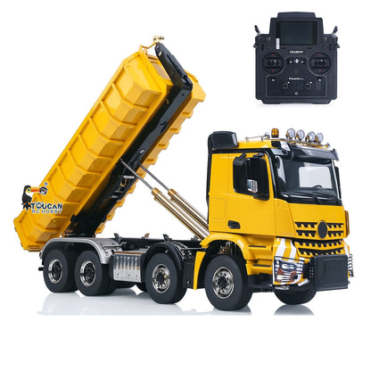 8X8 1/14 Remote Control Hydraulic Roll On Off Dumper 5 Valves RC Full Tipper 3Speed Transmission Light System Sound No Battery