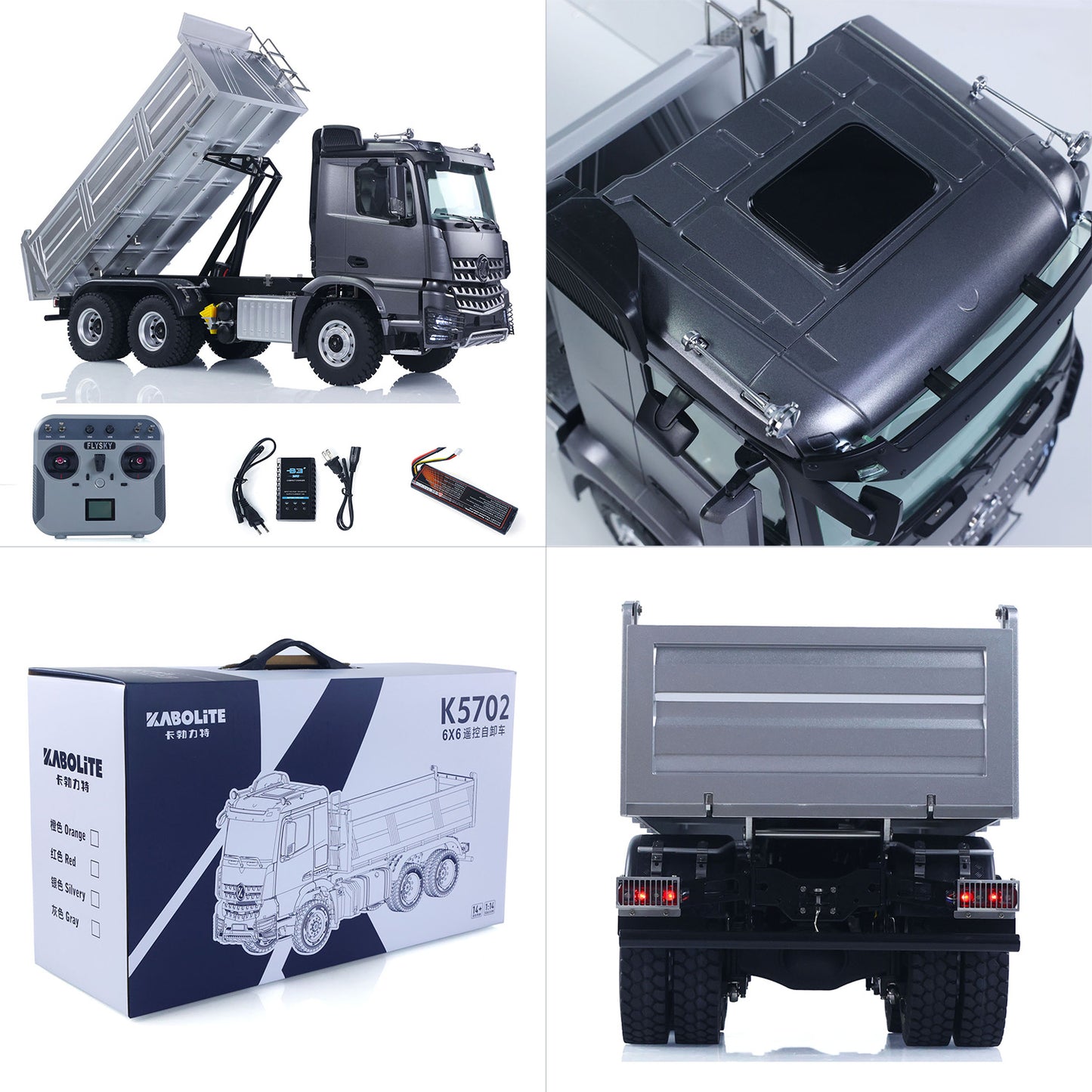 1/14 2.4G Remote Control Electric Lifting Dumper 5702 Model 6*6 Tipper Vehicle 2Speed Sound Light Motor RTR Car Gifts Adults