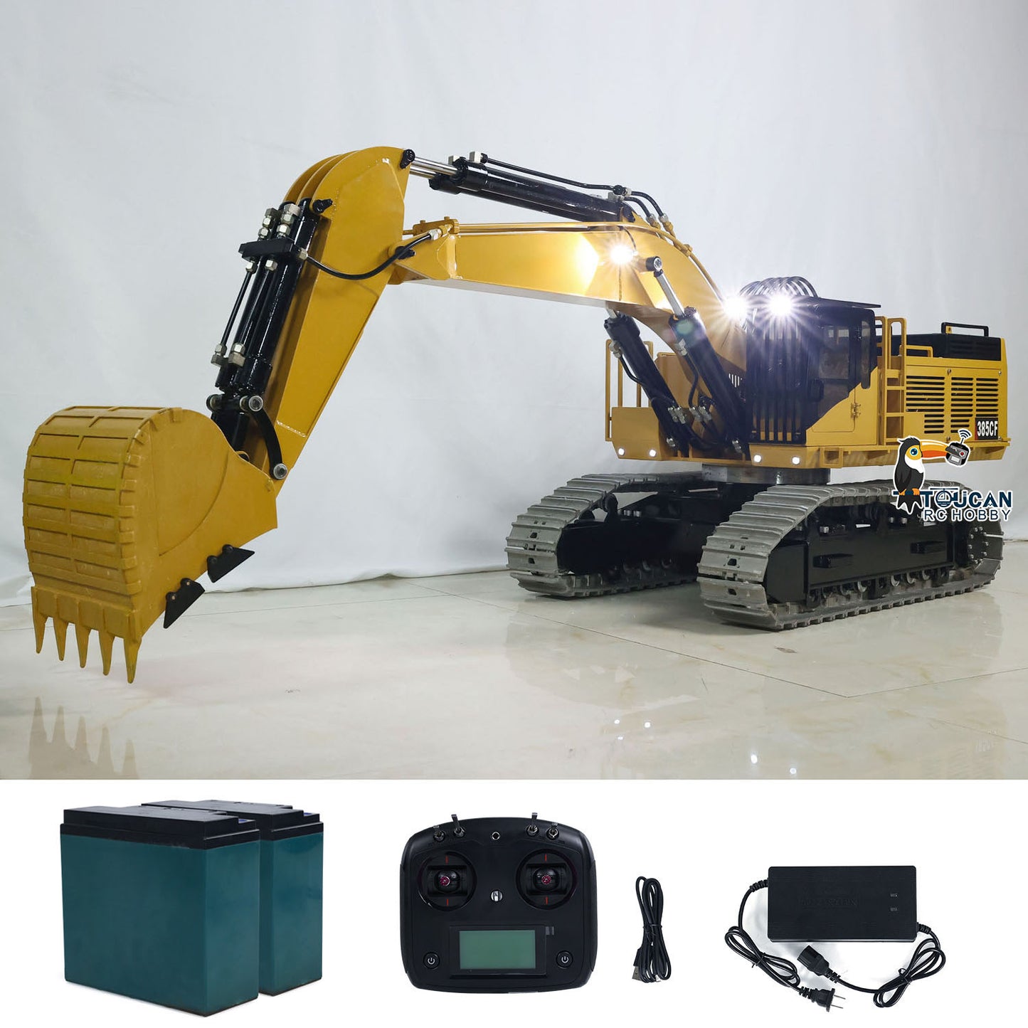 1/8 Giant Metal 385CF Heavy Duty RC Hydraulic Excavator I6S Controller