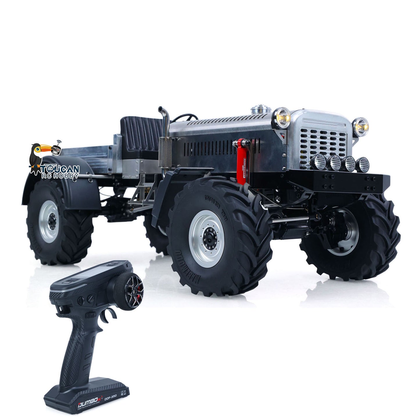 MD 4WD 1/10 Metal RC Tractor MD009 Remote Control Off Road Car Dual Motor Winch Axles Diff Lock Radio Light System No Battery