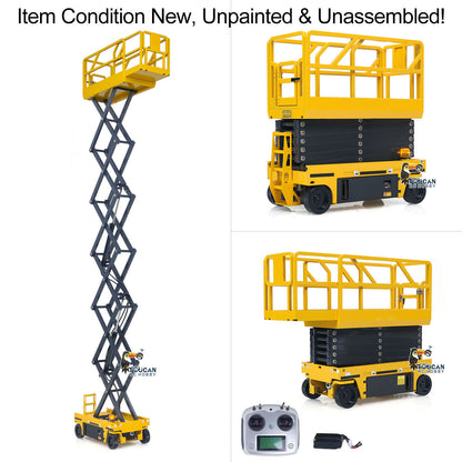 CUT 1/14 Metal RC Hydraulic Scissor Lift Platform Kit Self-propelled Aerial Work Truck Industrial Model No Lights Sounds