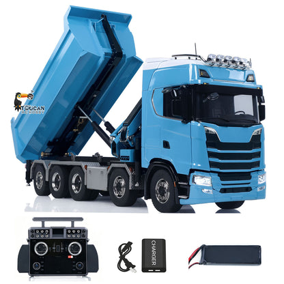 10x10 Metal Chassis 770S 1/14 RC Hydraulic Dump Truck Crane Full Tipper Machine