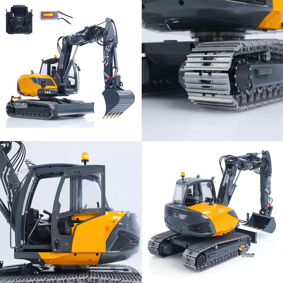 15MC LESU Metal 1/14 Hydraulic RC Excavator MC15 4 Arms Remote Control Digger Model 9 Ways Valve Dual Pumps Light Sound Radio Battery