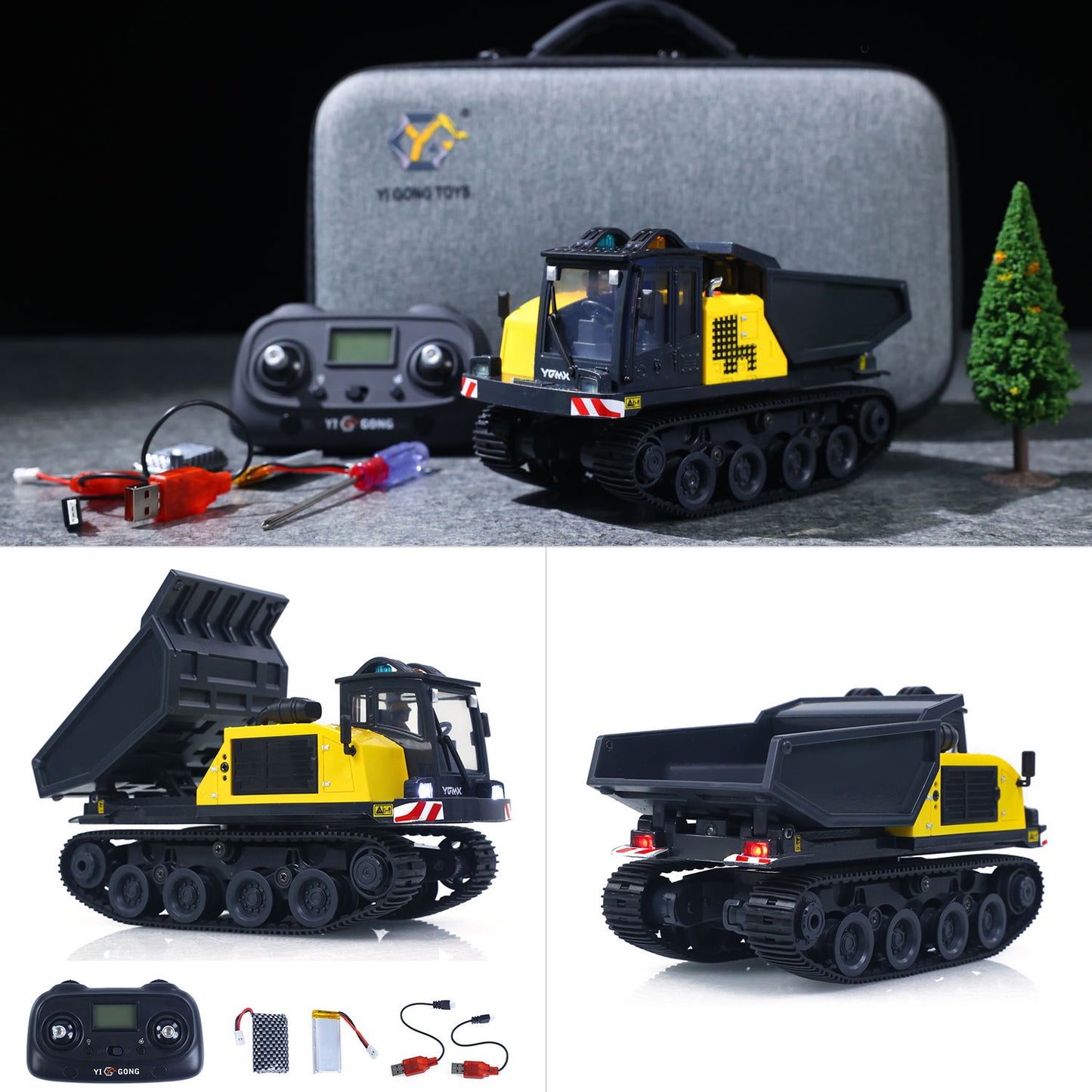 US STOCK 1/50 T14R Panther RTR Electric RC Crawler Dump Truck Construction Vehicle Tracked Tipper Finished Model Toys Lights Sounds Unit
