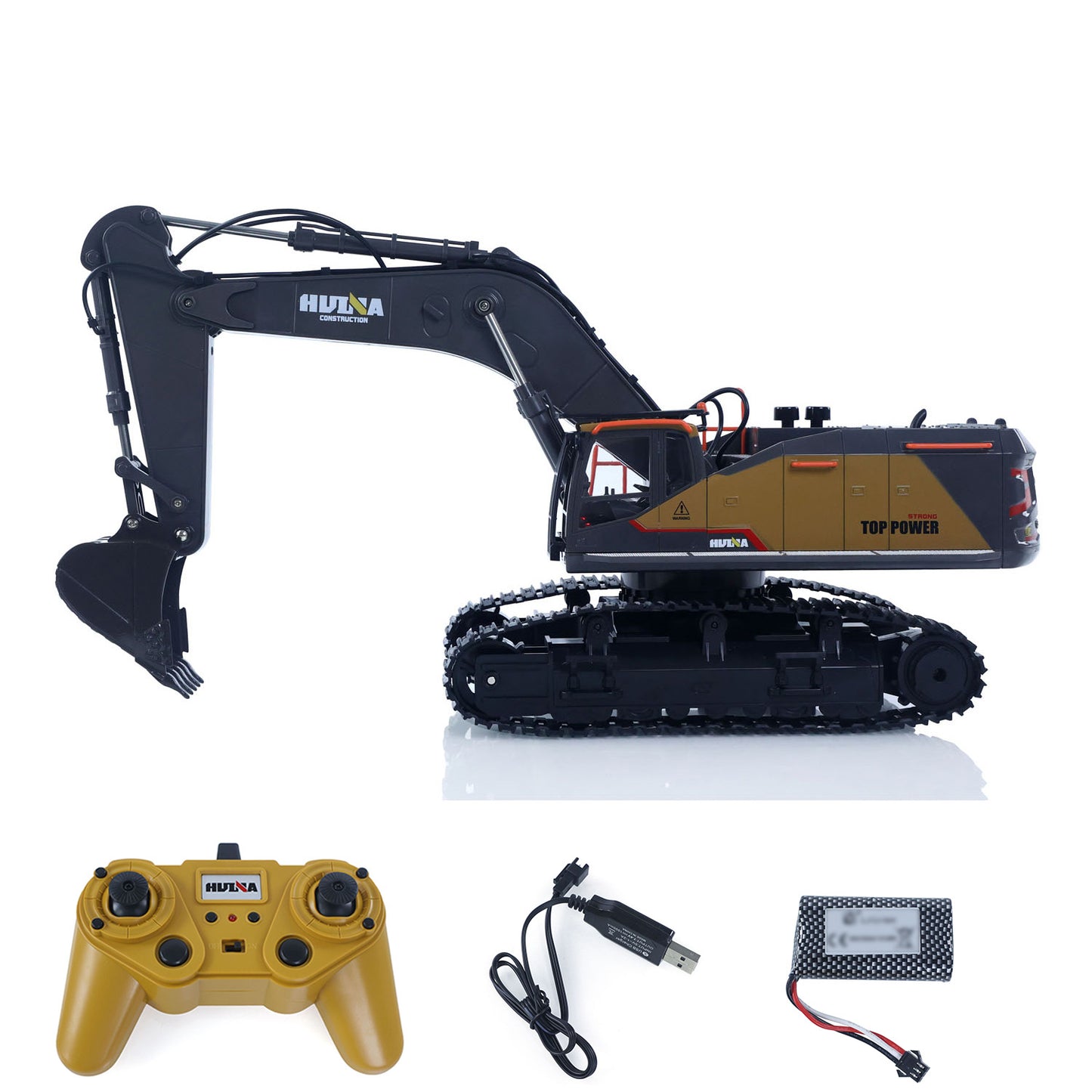 US STOCK HUINA Toy 1/14 592 RC Tracked Excavator Car Model Gift 2.4G Radio Light Sound
