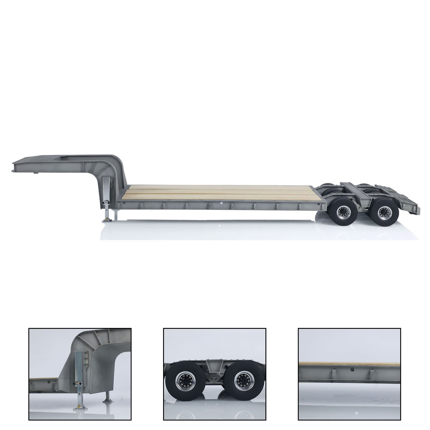 US STOCK LESU 872MM Metal Wood 4Axles Trailer for 1/14 RC TAMIYA Tractor Truck DIY Model