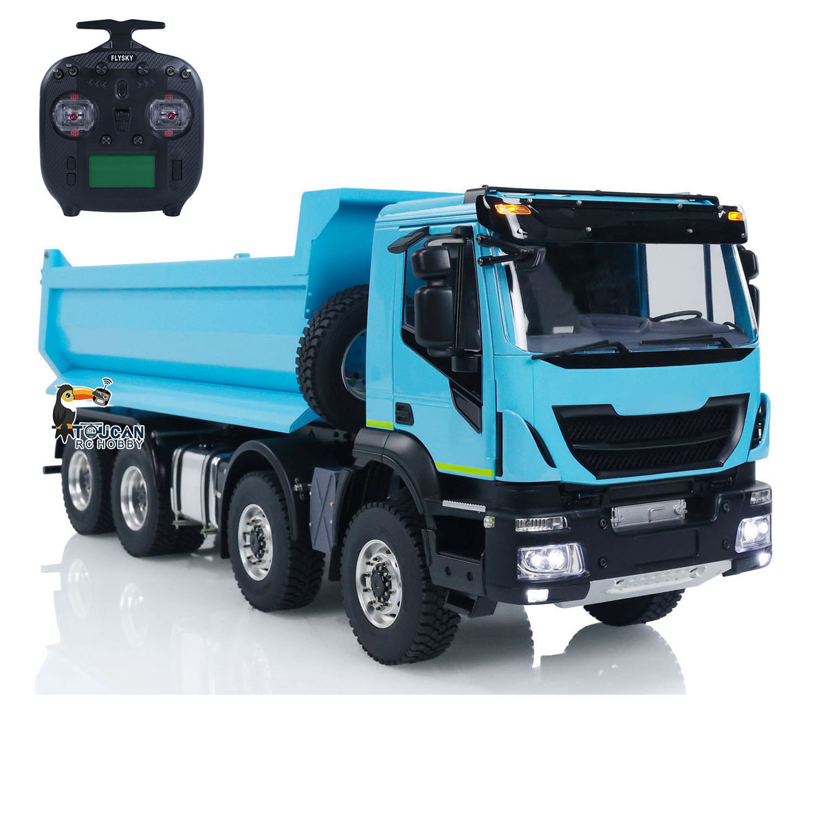 1/14 Metal 8x4 PNP Hydraulic RC Truck Dumper With 2-speed Transmission Gearbox Sound Light System