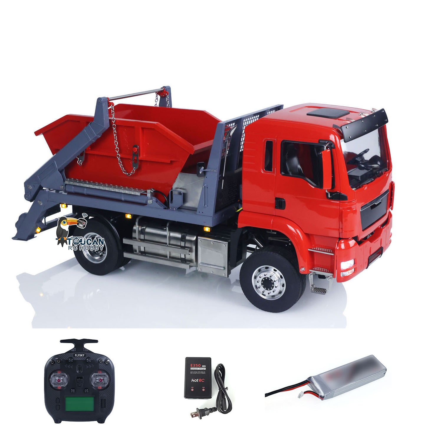 LESU Metal 1/14 RC Hydraulic Swing Arm Garbage Dump Truck 4X4 RTR TGS Light Sound ST8 Radio Battery