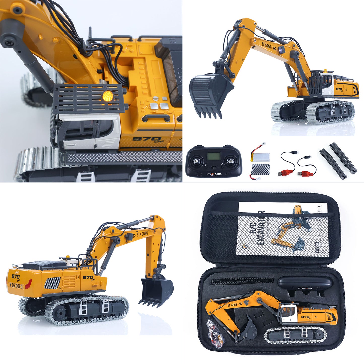 Fast Shipping 1/50 RC Excavator K970 Engineering Vehicle Remote Control Electric Lifting Digger Metal Bucket Tracks Light Sound RTR Battery