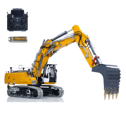 LESU 1/14 RC Hydraulic Excavator LR956 Metal 3 Arms Digger Model 4+3CH Valve Dual Pumps Light Flysky PL18EV LITE