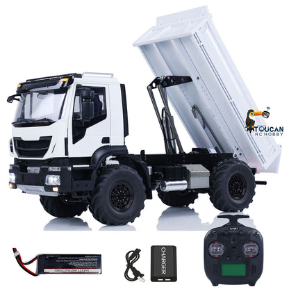 MD 1/14 4x4 Metal Radio Control Hydraulic Dumper Trucks 2Speed Gearbox Differential Locks RC Tipper Light Sound RTR Model