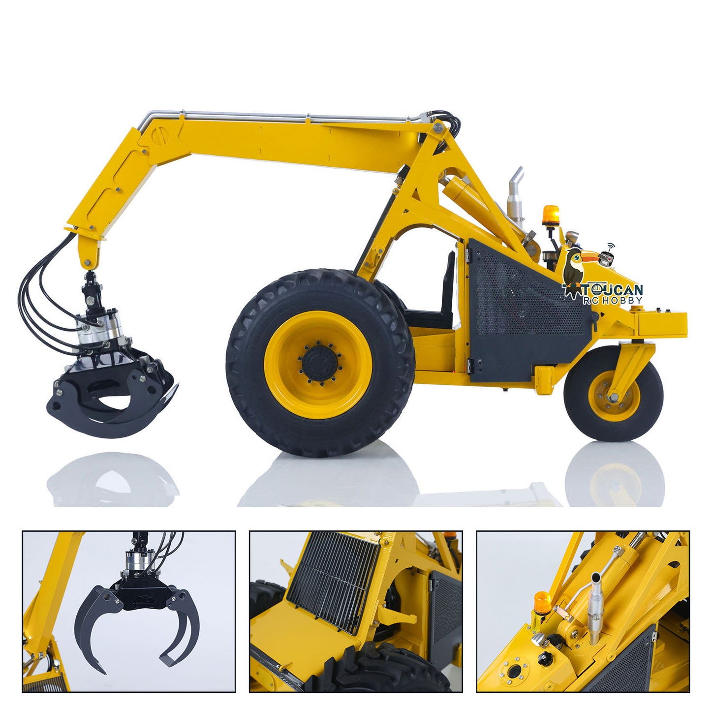 Metal LESU AOUE 225A 1/14 Remote Control Hydraulic Log Loader RC Sugarcane Loader Grabber Pump 4CH Valve Wheeled Model Car