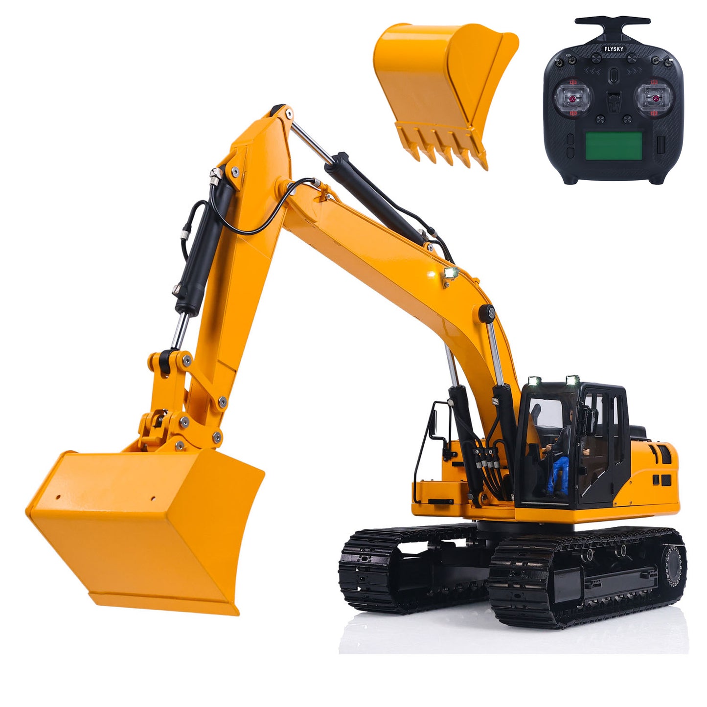 RTR Metal 1/12 Hydraulic Remote Control Excavator 323GX 3 Way Valve RC Digger Model Quick Coupler Flysky ST8 Radio Battery