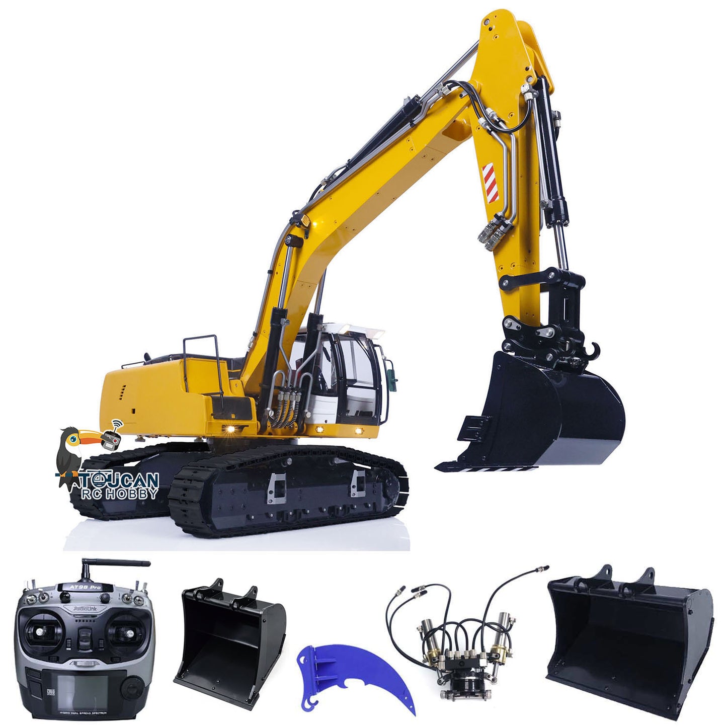 MTM 1/14 946 RC 2 Arms ARTR Metal Hydraulic Tracked Excavator Digger With Ripper Grab Tiltable Bucket