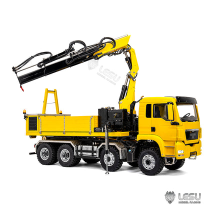 2Speed LESU 1/14 RC Hydraulic Roll on off Dumper Truck Crane Model TGS Metal 8x8 Chassis Electric Tipper 2+7CH Valve Axles Lock Lights Sound