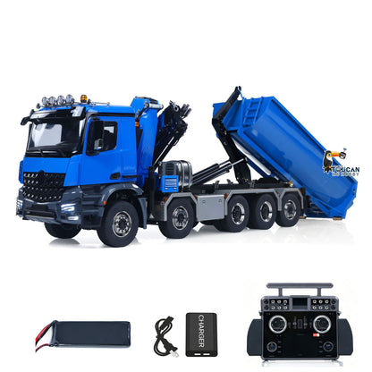 TOUCAN 1/14 10x10 Remote Control Hydraulic Crane Dump Truck RC Full Dumper Rear Axle Lifting HobbyWing Brushed Motor 9CH Steel Valve